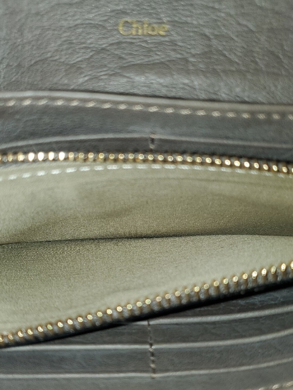 Chloe Taupe Leather Envelope Wallet with Gold-Tone Clasp - Picture 12 of 13